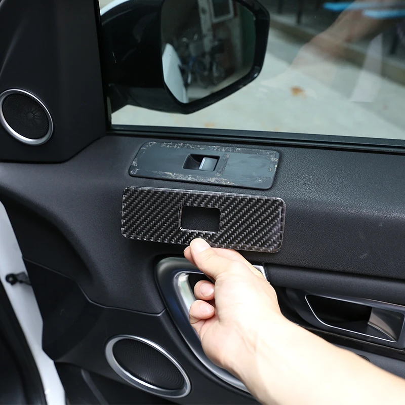 4 шт. мягкое углеродное волокно для Land Rover Дискавери Спорт- автомобильные аксессуары кнопка подъема окна автомобиля рамка отделка наклейки