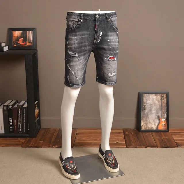 Summer Thin Denim Shorts Men Stretch 