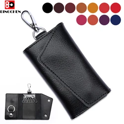 BINGCHE Genuine Leather Keychain Men Women Key Holder Organizer Pouch Car Key Wallet Key Case Mini Card Bag Cow Split Box 11inch