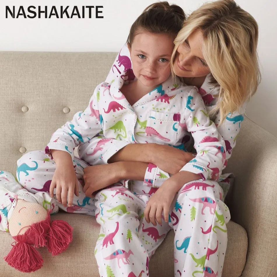 NASHAKAITE/пижамы Мама и я милый пижамный комплект с треугольным вырезом рисунком