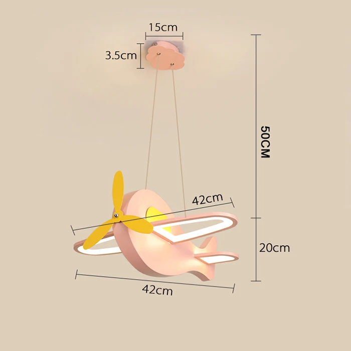 Pink L42xW42cm Современная светодиодная Люстра для детской комнаты, для мальчиков и девочек, для детской комнаты, подвесные светильники, самолет, мечта, подвесная люстра, отправка светильников - Цвет абажура: Pink L42xW42cm