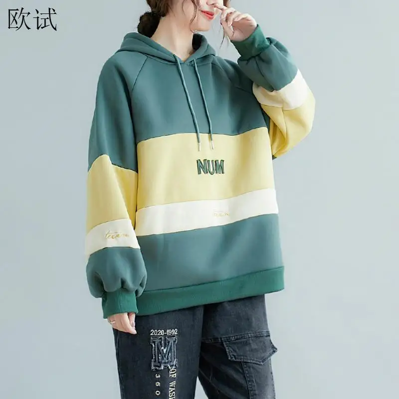 

Korean Style Hoddies Thicken Fleece Hoody 2020 Women Kpop Hoddies Hooded Sweatshirt Loose Hoodie Streetwear Sudadera Mujer