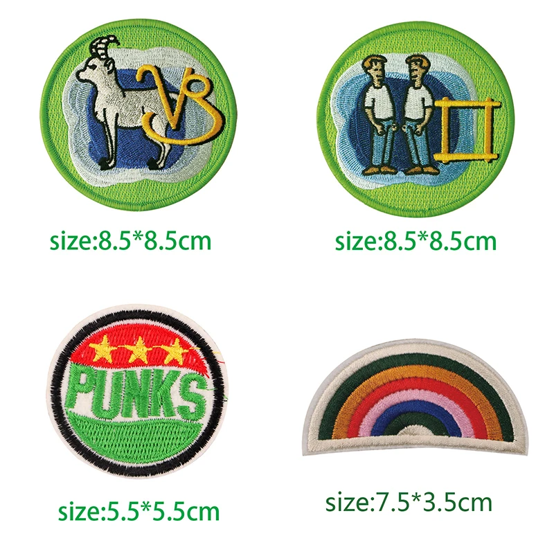 

2 Pcs Cartoon Decorative Goat, rainbow,boy icon Embroidered Applique Patches For DIY Iron on Badges Stickers on a backpack
