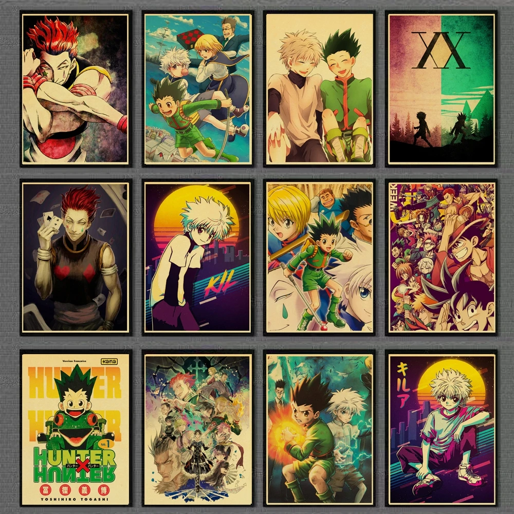 Anime Hunter X Hunter Retro Posters and Prints Art Kraft Paper Wall Decor Bedroom Living Room For Children Wall Stickers