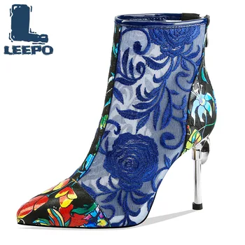 

Women Summer Boots Cow Leather Super High Heels Perforated Net Boots Woman Party Hollow Mesh Summer Ankle Boots Ladies Shoes 40