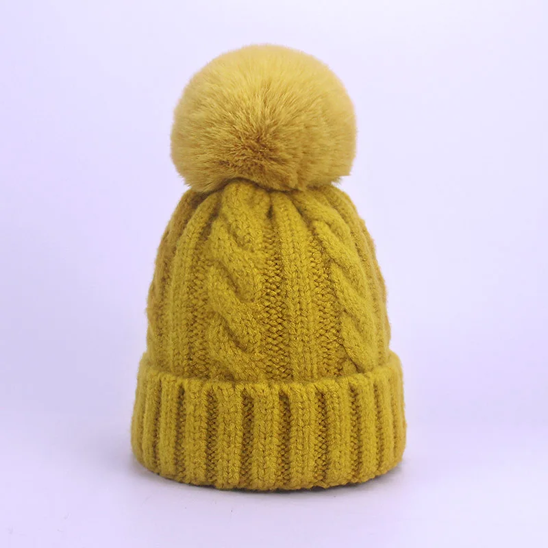 New Pom Poms Women Winter Hat Casual Beanies Fashion Crochet Knitting Hat Outdoor Warm Thick Female Cap Hat feminino Beanie Hats - Цвет: E