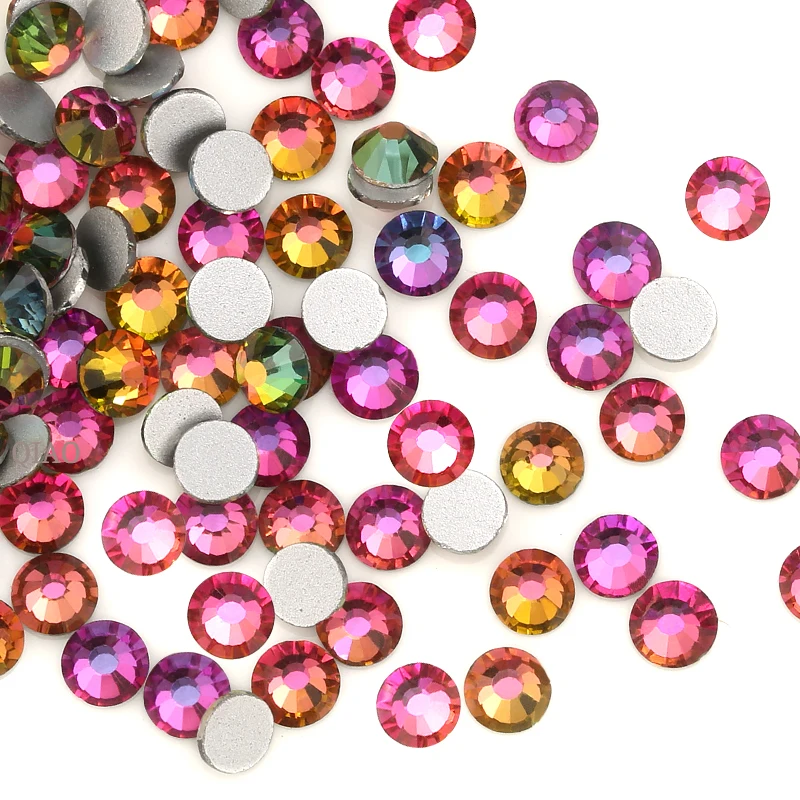 

SS3-SS30 Rainbow (1.3-6.5mm) Flat Back Nail Art decorations Stone Non Hot Fix Glue on Rhinestones for garment jewelry