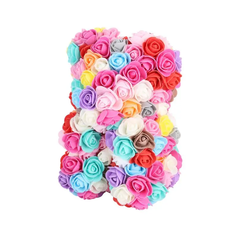 Cute Bear 25cm Artificial Foam Rose Bear with LED Light Wedding Anniversary Valentine's Day Birthday Gift Wedding Gift Flower