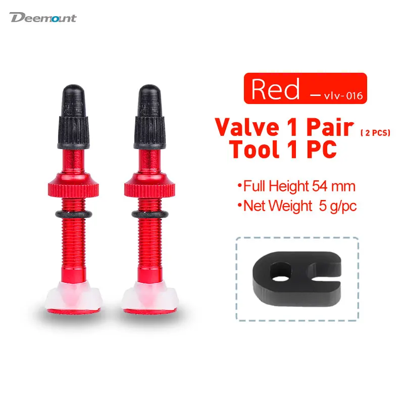 1 Pair Red 54mm Deemount 1 пара ЧПУ анодированный Presta клапаны для без трубки MTB дорожный велосипед бескамерные диски 54 мм сплав стволовых латунных сердечников - Цвет: 1 Pair Red 54mm