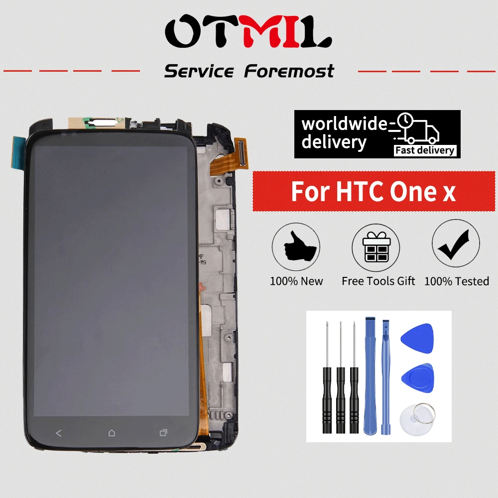 

4.7'' Original Black For HTC One X S720e LCD Sensor Touch Screen Digitizer Assembly with frame 1280*720 For HTC S720e Display