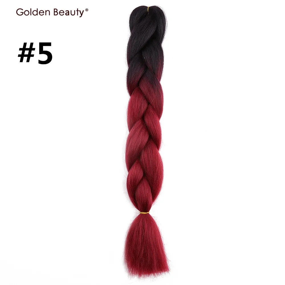 Золотая красота 100 г/шт. 24 дюйма синтетические волосы для наращивания Омбре косички волос один кусок афро объемные волосы Джамбо косы с крючком - Цвет: 5