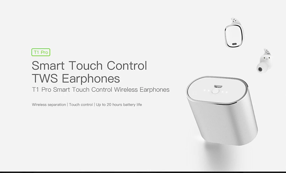 T1 Pro TWS Bluetooth наушники с сенсорным управлением беспроводные стерео наушники с микрофоном и зарядным чехлом