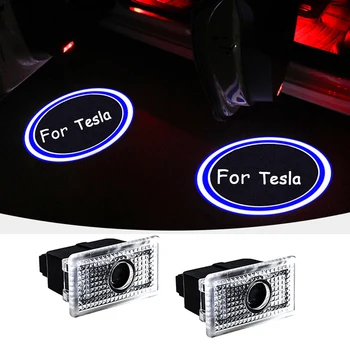 

VGETTING 2PCS For Tesla Logo LED Car Door Welcome Light Auto Projector Logo Welcome Courtesy Light Ghost Shadow Lamp Accessories