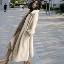 Зимнее Новое молодежное замшевое пальто Женская мода свободный большой размер S-6XL200 кг длинный абзац теплая меховая куртка Паркера женский