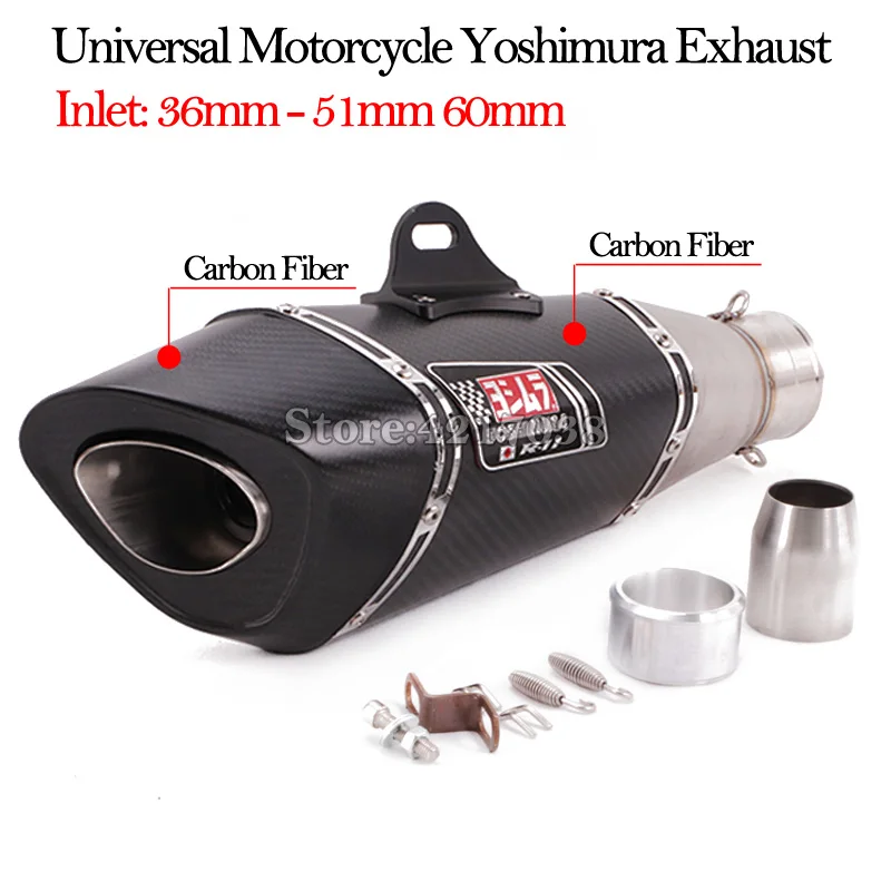 Full Carbon На входе 36 мм 51 мм 60 мм Универсальный мотоцикл Yoshimura выхлопная труба Escape модифицированный глушитель для Ninja250 Ninja400 CBR954 CBR1000RR - Цвет: Full Carbon
