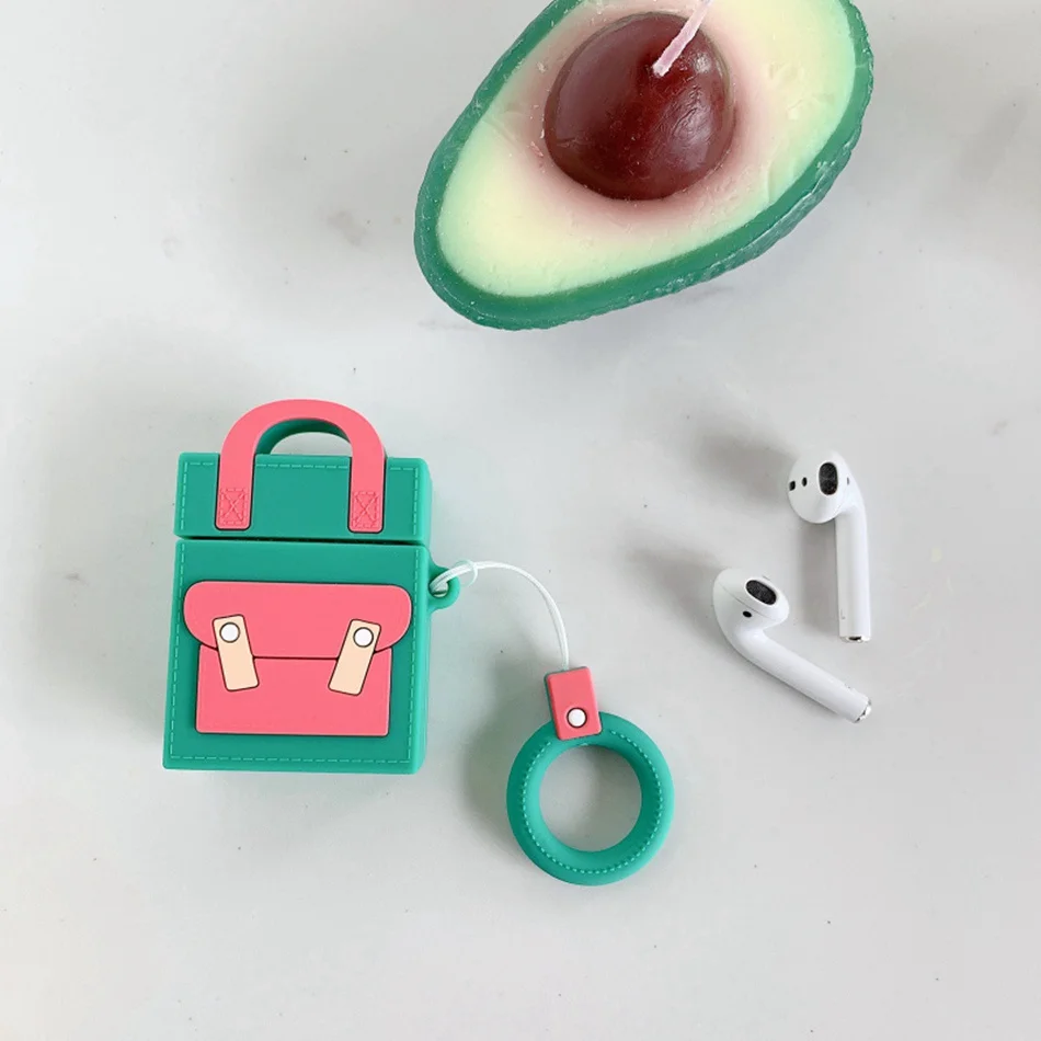 Кожухи головных телефонов для AirPods чехол 3D милый кот поросенок мультфильм для Apple Air Pods защитный чехол для наушников кольцевой ремень - Color: H