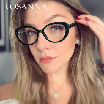 

ROSANNA 2020 Fashion The ellipse Glasses Frame Women Transparent Flat Mirror Women Round Frame Oversized Glasses Women Eyewear