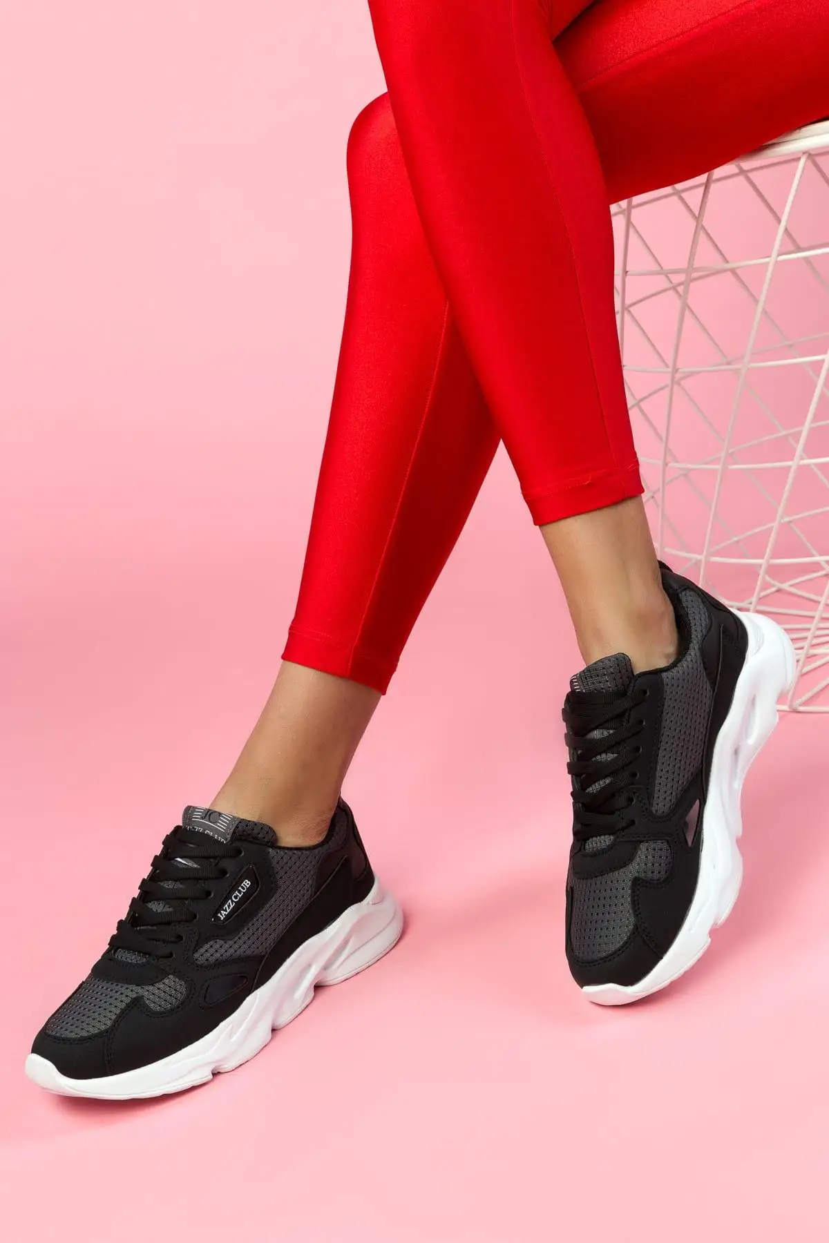 

Soho Cool Black Women Casual Lace-up Sneaker Shoes White Platform Chunky Sports Shoes for Autumn Spring 13482