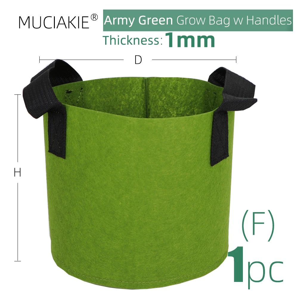 Garden Grow Bag 15 Colors 10 Sizes Handles Indoor Outdoor Fabric Aeration Plant Pot Container Flower Vegetable Pouch 