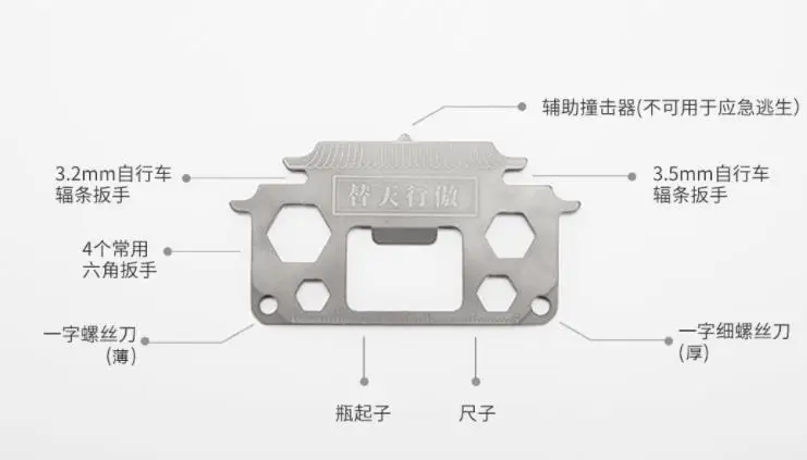 Xiaomi mijia инструментальная карта EDC11in1 Умный брелок 3,2/3,5 мм велосипедный вынос руля ключ, дюймовый стандарт 4 угла шестигранный ключ Отвертка-открывашка линейка