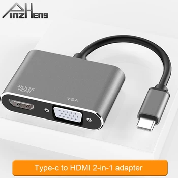 

2 In 1 USB C HDMI Type C To HDMI Cable 4K Adapter USB 3.1 HDMI To VGA Adapter Audio Video Converter For Macbook Pro Laptop