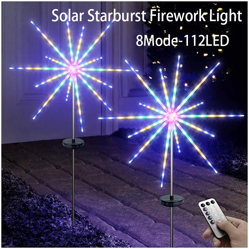 2/1Pcs Outdoor Solar Firework Lights LED Fairy Starry Starburst Lights Solar Powered Landscape Lights for Garden/Walkway/Patio solar garden lanterns