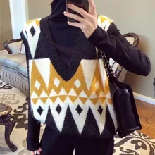 

Retro Diamond Sleeveless Vest Knitted Sweater Winter Sweater Women's New Turtleneck Autumn Boho Fashion Korean Vintage Knitwear