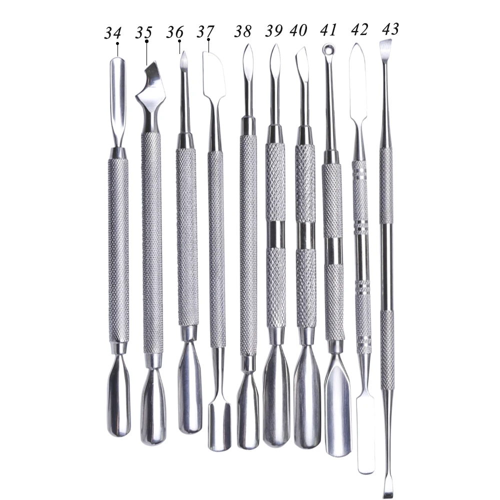 10 Тип Нержавеющая сталь, ногтевое мастерство палка палец, удаляет мертвую кожу кутикулы пуш-ап для средство для снятия маникюра, педикюра, Очищающий Инструмент CH34-43-1