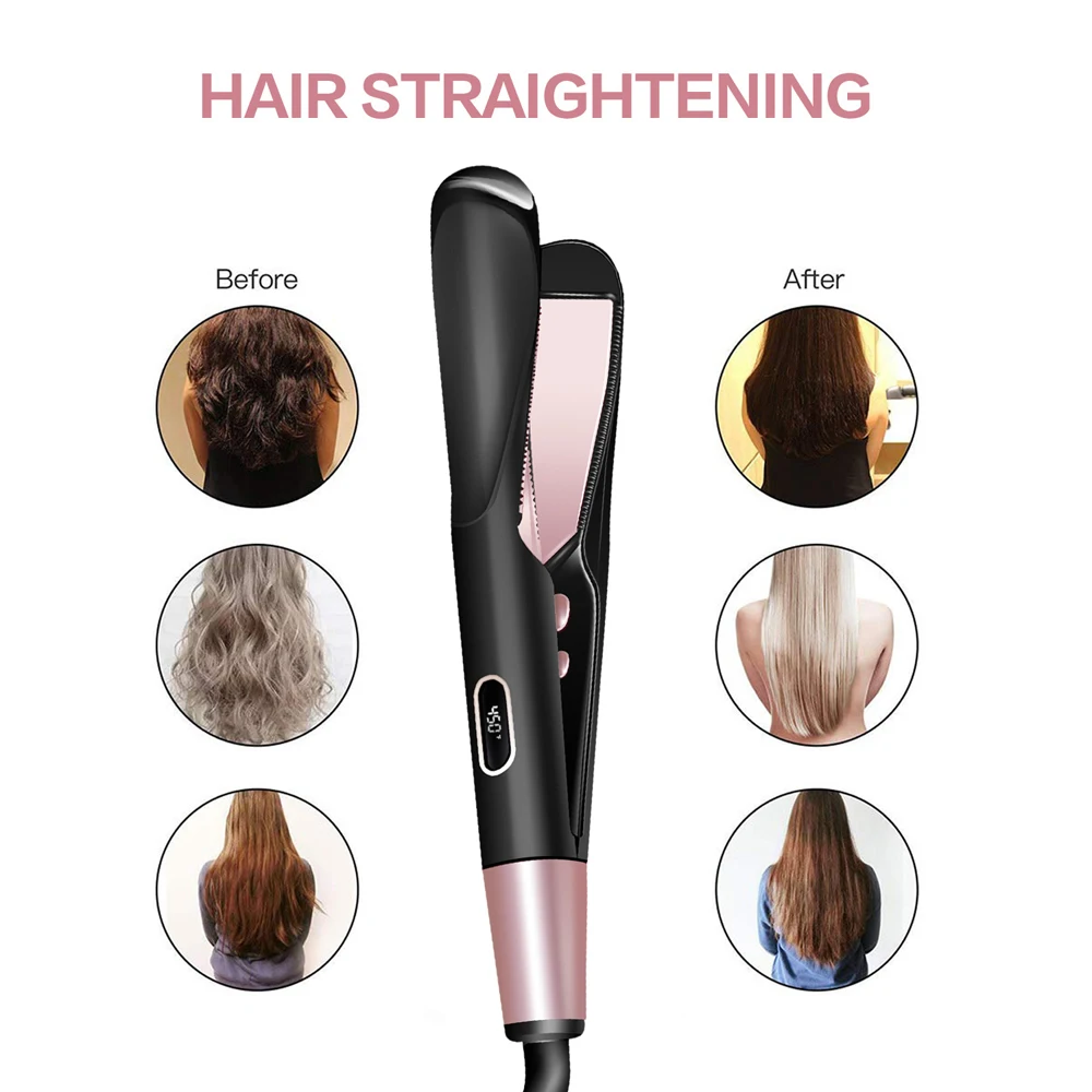 

2 in 1 Flat Iron LED Hair Straightener Wave Hair Curling Irons Twist Straightening Ceramic Curling Iron Hair Curler for All Hair