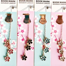 1 шт. элегантная Сакура и алмазная подвеска из металлической цепочки маркер Закладка страницы студенческие канцелярские принадлежности Школьные офисные принадлежности подарок