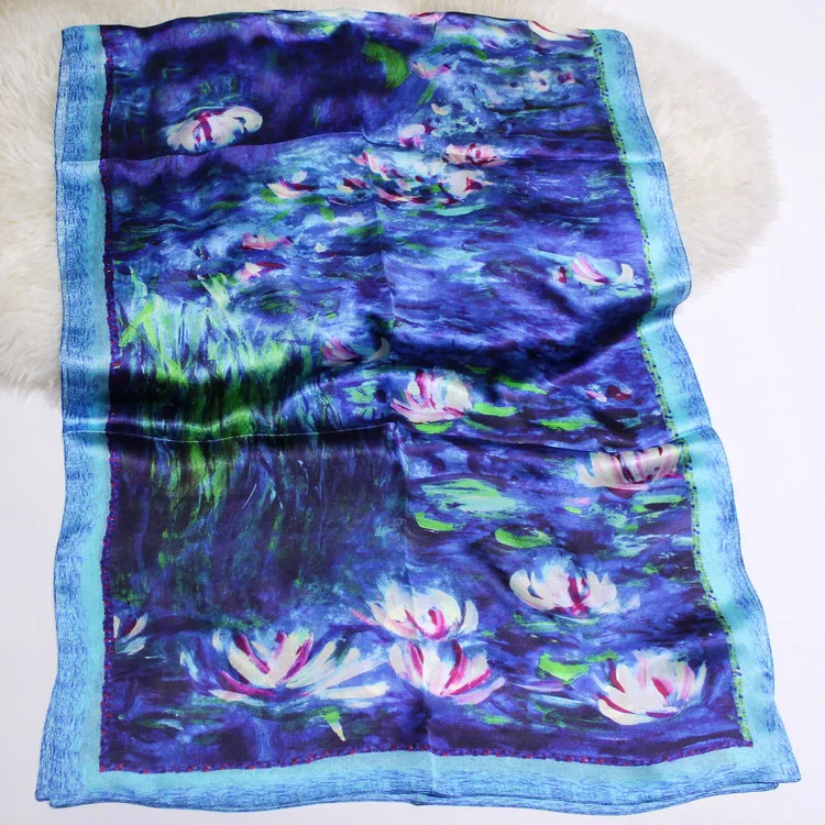 [SLKSCF] 180X65CM Fashion silk muslim hijabs floral printing silk scarf women new design long silk scarves capes