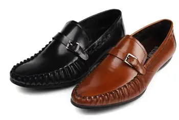 

Buckle 2 colour Men Handmade Oxfords Business Office Genuine Leather Formal Shoes For Man New slip-on dress shoes