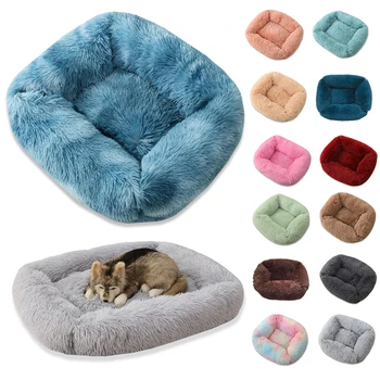 

Hot Pet Plush Square Deep Sleep Pet Litter Winter Warm Sleeping Cat Dog Basket Pet Sleeping Mat Accessories Daily Necessities