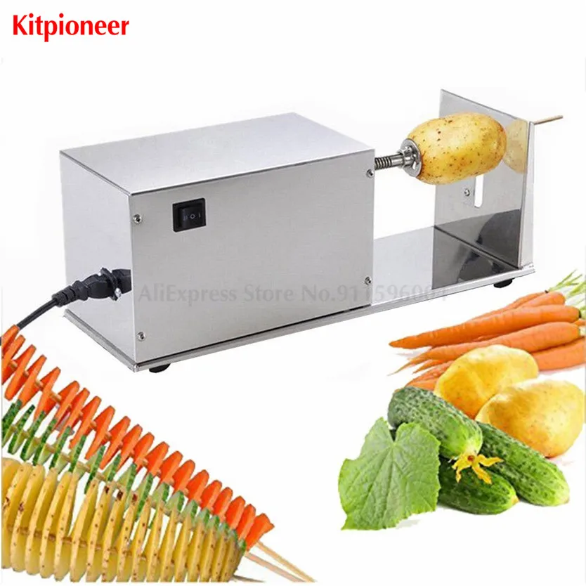 Quality Electric Tornado Potato Slicer Spiral Potato Machine Cutter Stainless Steel 220V/110V Sausage Tower Cutter