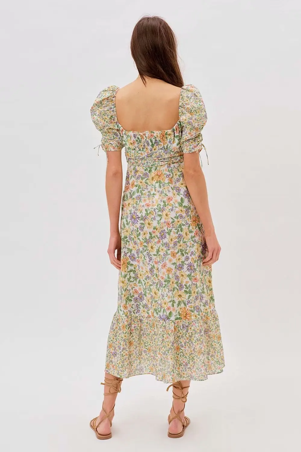 Girlfairy Elegant Fashion New Mini Dress Women Floral Print Ruffles Pu