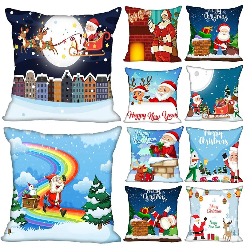 

Custom Decorative Pillowcase Christmas Santa Claus 02 Square Zippered Pillow Cover 35X35,40x40,45x45cm(One Side)