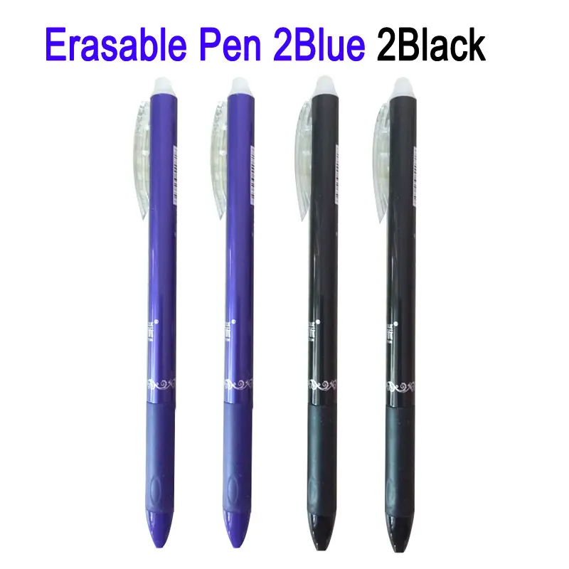2 blue 2 black Delvtch 4 шт./компл. 0,5 мм стираемая ручка кнопка слайд Пресс гелевую ручку/черные чернила Офис Школа Студент инструмент для написания заказа - Цвет: 2 blue 2 black