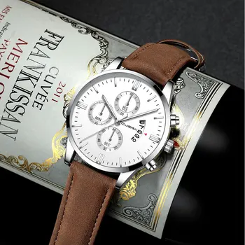 

2020 Watch Men Military Fashion Luxury Leather Strap Business Mens Clocks Calendar Quartz Wrist Watch Reloj Hombre Drop Shipping