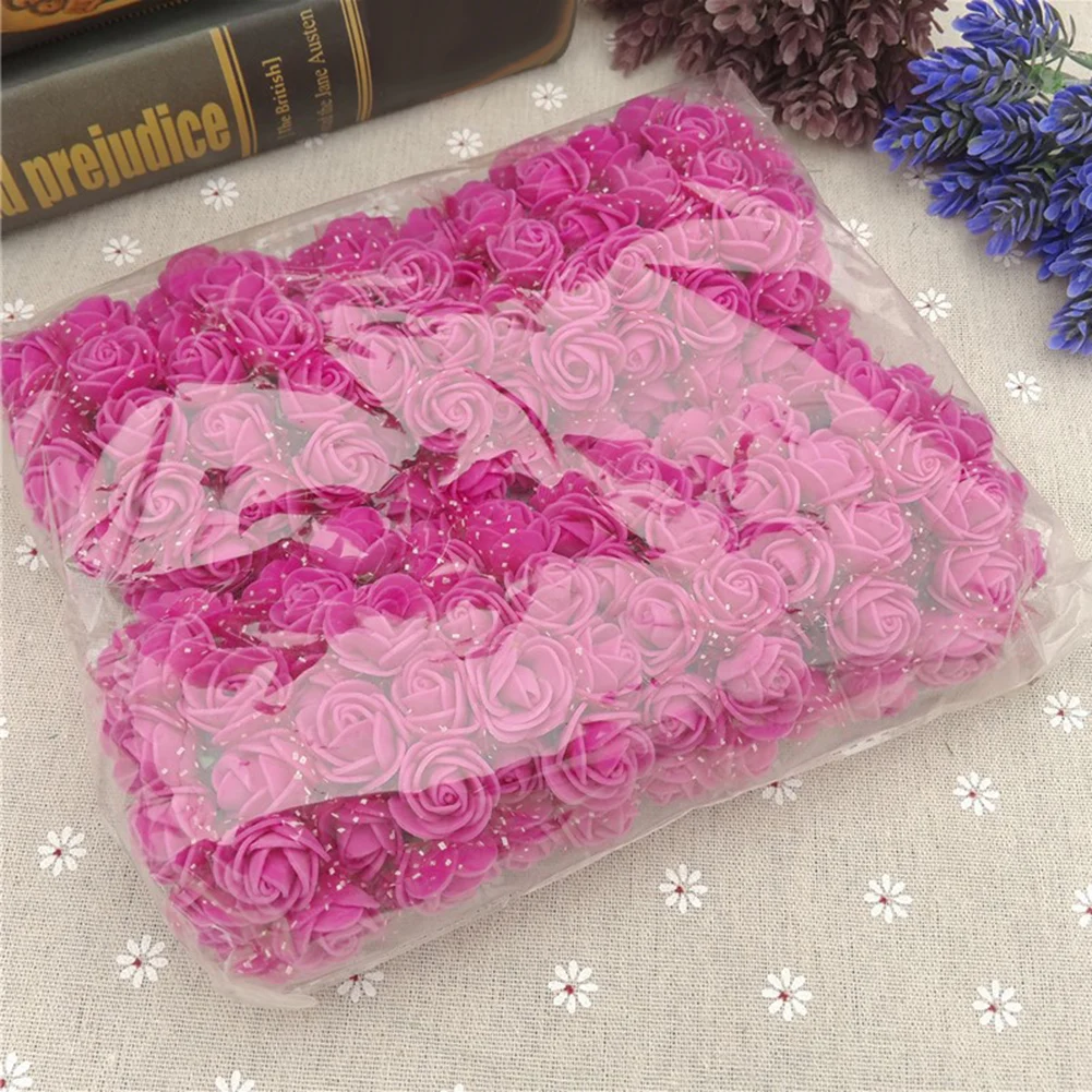 

2.5cm 144pcs/set fake Foam Roses Flower for home Wedding Decoration Scrapbooking DIY Wreath Gift box Artificial Flower Bouquet