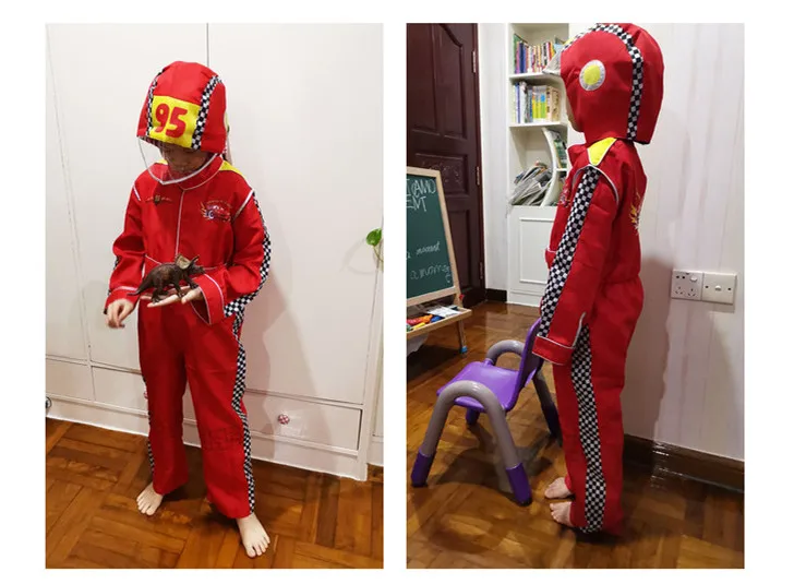Красный гоночный костюм водителя для детей, костюм водителя гоночного автомобиля, костюмы для костюмированной игры на Хэллоуин