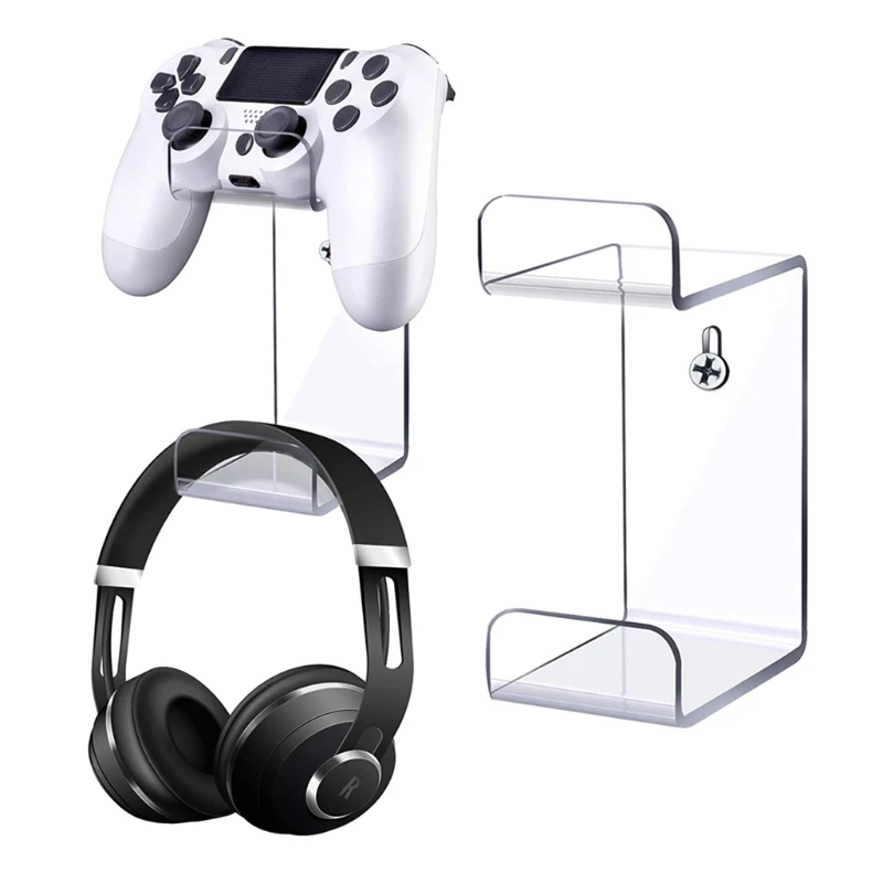 Controller Wall Mounted Display Stand Holder Headphone Organizer Compatible with PS3/PS4/PS5 Gamepad