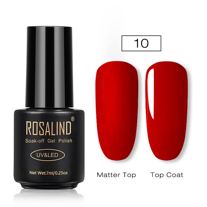 Red 10 ROSALIND Gel Nail Polish Set Manicure Hybrid Varnish Semi permanent Nail Art Matt Top Extension Pure Base Top Coat Sticker Poly - Цвет: Red 10