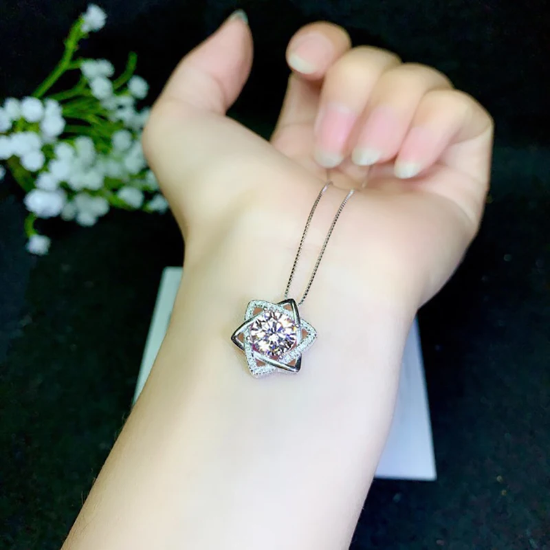 BOEYCJR 925 серебро 2ct 8 мм F цвет Moissanite VVS Свадебные ювелирные изделия кулон ожерелье для женщин юбилей подарок
