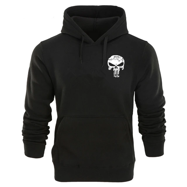 Black skull white B Каратели флисовый пуловер с принтом толстовки для мужчин/женщин Повседневная Уличная толстовка с капюшоном череп Harajuku Мужская модная спортивная одежда - Цвет: Black skull white B