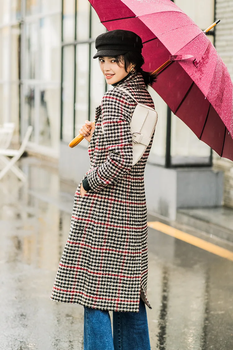 Manteau Veste Femme Hiver Зимняя шерстяная Длинная накидка Женская клетчатая Корейская куртка женская s пальто Vadim Abrigo Mujer Zaful Kawaii YL275