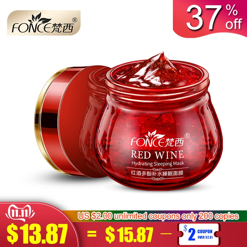 

Fonce Red Wine Essence Facial Mask 100g Whitening Cream Moisturizing Night Cream Anti Aging Brighten Face Sleeping mask