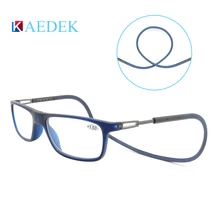 Унисекс регулируемые Висячие шейные очки Складные Магнитные Передние очки для чтения женские мужские модные дизайнерские диоптрийные очки