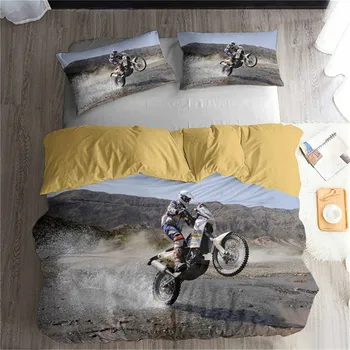 

HELENGILI 3D Bedding Set Motorcycle Print Duvet Cover Set Bedcloth with Pillowcase Bed Set Home Textiles #MTC-06