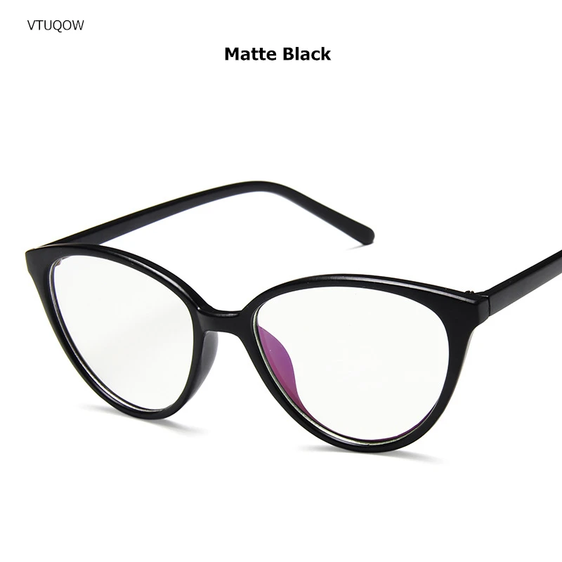 Модные женские кошачьи глаза очки в оправе при близорукости оптические прозрачные очки оправа ретро очки оправа синий светильник очки для компьютера - Цвет оправы: Matte Black