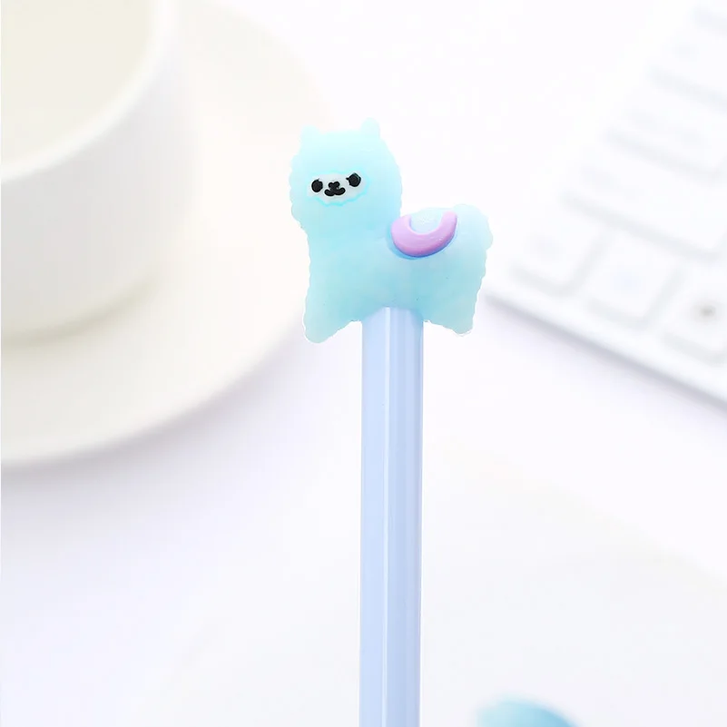 Alpaca Blue 1pc Креативные милые гелевые ручки каваи Фламинго единорог мультфильм животное Школа Офис фрукты Альпака свинья канцелярские принадлежности Kawai стационарная вещь - Цвет: Alpaca Blue 1pc